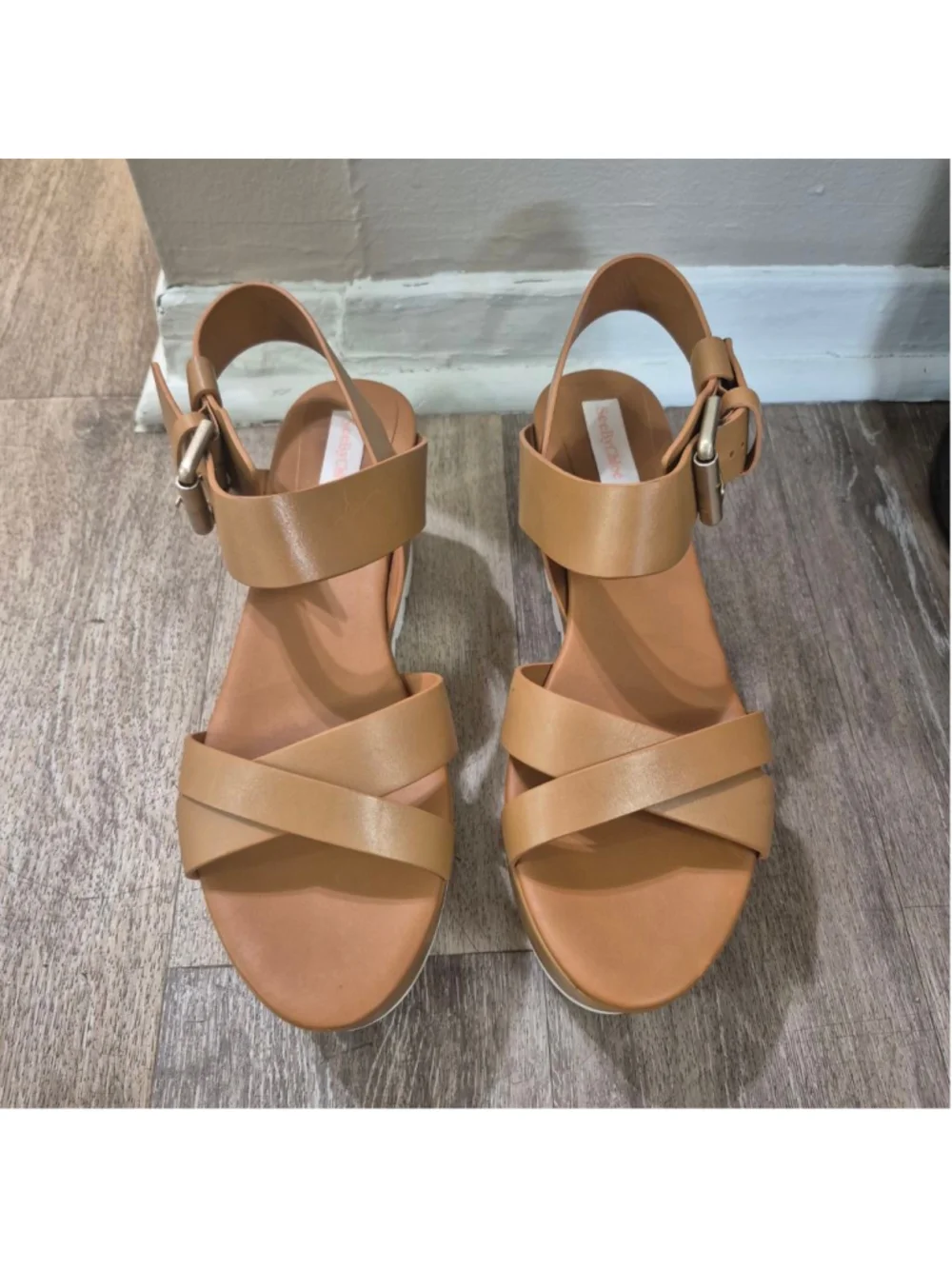 Women's See By Chloé Brown & White Wedge Sandals Size 9.5
